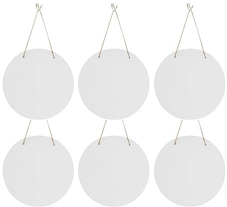 PYD Life 6 Pack 12 Round Sublimation Door Hanger Blanks White Hardboard MDF Wood Blanks Wall Hanging for Cricut Autopress Heat Press Machine Printing