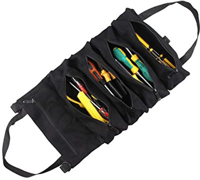 JNNJ Borsa Arrotolabile, Borsa Arrotolabile Multiuso in Tela Auto, Borsa per Attrezzi Arrotolabile Moto, Borse Porta Con Tasche Cerniera, Tasca Porta Attrezzi Portatile per Auto, Camion(Nero)