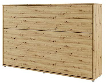 Lenart Schrankbett Bed Concept BC05 120x200 cm - Horizantal Schrankklappbett - Schrank mit integriertem Klappbett - Wandbett mit Lattenrost - Murphy Bed (Artisan Eiche)
