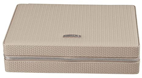Windrose Reissverschluss Schmuckbox Corbello/taupe - Hochwertige Handarbeit - Breite 25 cm - Korbflechtoptik