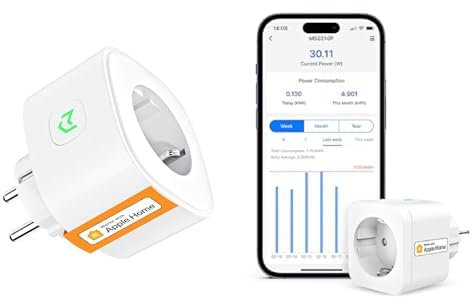 Refoss Prise Connectée WiFi, Prise Intelligente Compatible avec HomeKit, Prise Programmable avec Mesure de Consommation d'Énergie
