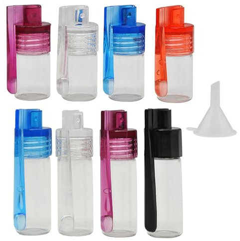 EULAPGOE 8 Stück Gewürzpulver Werkzeug mit Löffel Glasflasche,Mini Flaschen Zum Befüllen,Kleine Flaschen Zum Befüllen mit Min Trichter,kleine Aufbewahrungsflasche