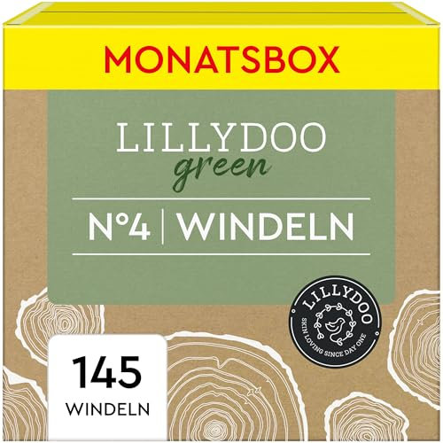 LILLYDOO green umweltschonende Windeln, Größe 4 (9-14 kg), Monatsbox (145 Stück)