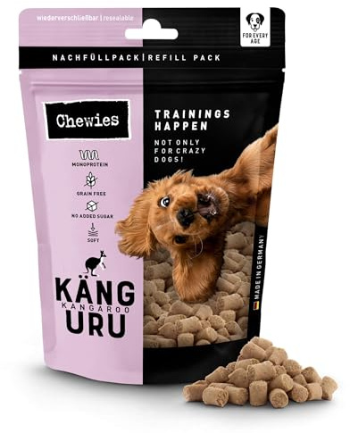 Chewies Trainings-Happen Känguru Hundeleckerli getreidefrei, Soft und ohne Zucker - Monoprotein Hunde-Leckerlis in der wiederverschließbaren Verpackung - Made in Germany (6 x 175 g)