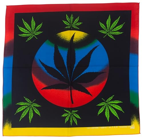 fashionchimp Bandana aus 100% Baumwolle, Premium-Qualität, Nicki-Halstuch für Damen und Herren, 50x50cm (Cannabis 01) BAN69