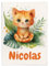 Pictogogo Personalisierte Babydecke mit Namen und Datum - Kuschelige Meilensteindecke aus Minky-Fleece, Ideal als Geburtsgeschenk (Orangene Katze)