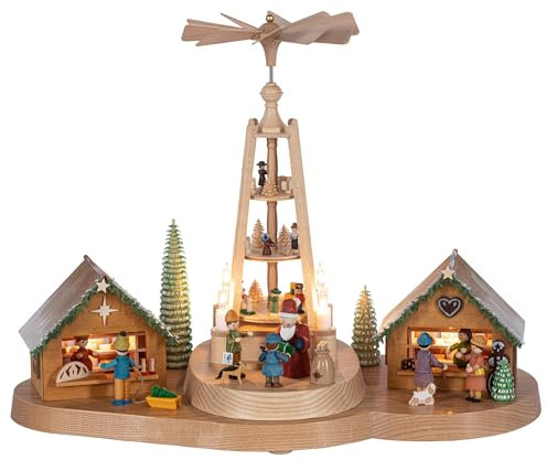 Richard Glaesser Weihnachtsmarkt mit Pyramide, elektrisch beleuchtet und betrieben, aus Seiffen im Erzgebirge, 18083