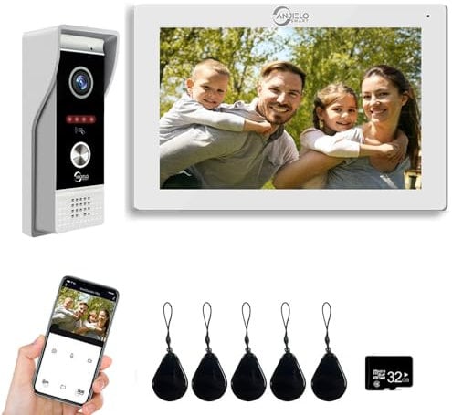 ANJIELO SMART (4-Draht) 1080P visuelle Türsprechanlage Kamera mit 7-Zoll-Touchscreen visuelle Türsprechanlage Unterstützung Auto Recording IR Nachtsicht PIR Bewegungserkennung