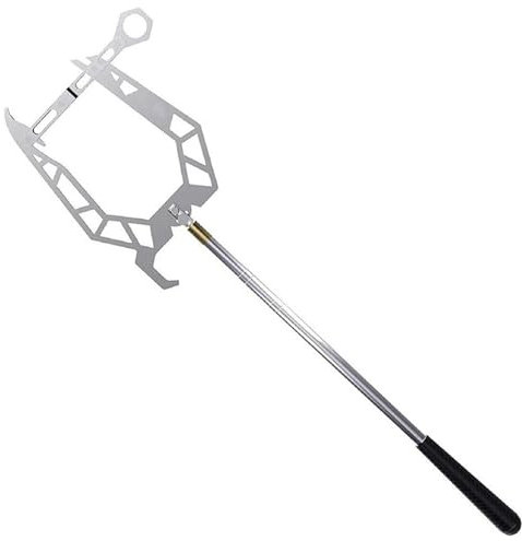 Blogiiup Boat Dock Hook, 16x6in Automatic Telescoping Boat Hook, Stainless Steel Rope Hook with Cable Guider, U-shaped Boat Hook Pole for Mooring