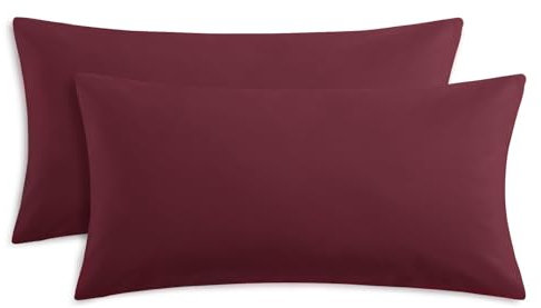 RUIKASI Kissenbezug 40 x 80 Rot 2er Set - Oeko Tex Kopfkissenbezug 40x80 Burgunderrot Kissen Bezug 40x80cm mit Reißverschluss aus Mikrofaser, Polsterbezug Doppelpack Set Pillow Case Pillow Cover