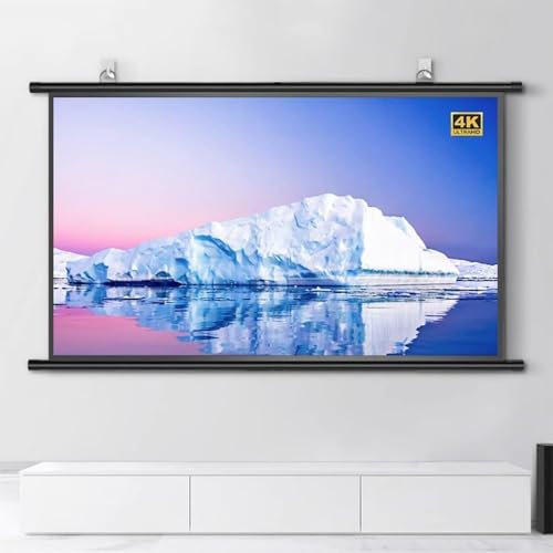 QTWLG Manual Projector Screen HD 4K Home Theater Projection Screen 30 40 50 60 72 Portable Movie Screen For Indoor Outdoor, 4:3 16:9 Format, Anti-Crease(30 Inch (16:9))