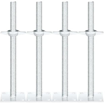 AMEEDA Scaffold Base Plates Screw Jack Scaffold 4 Pieces Scaffolding Screw Jacks Galvanized Scaffolding Screw Brackets With Base Plate For Home Renovation(2 inches)