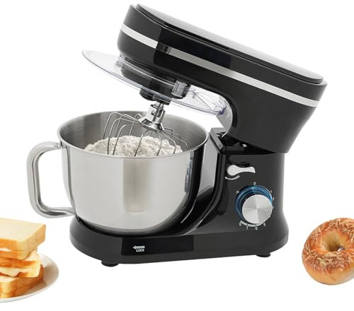 1000W Edelstahl Küchenmaschine Knet und RüHrfunktion 4,5L 8 Mischgeschwindigkeiten und 1 Impulsfunktion Profi Küchenmaschine Knetmaschine für Küchen Kleinen Restaurants Bäckereien