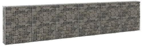 Homgoday Mur en Gabion avec couvercles Acier galvanisé 300x30x100 cm, Mur à Gabion de Jardin, Panier de Gabion Clôture de Extérieur pour Terrasse, Arrière-Cour, Pelouse