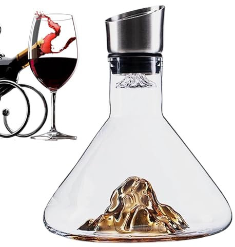 Decanter per vino con aeratore, 1500 ml, caraffa per vino in, aeratore manuale con filtro in acciaio inossidabile, eleganti per gli amanti del vino, ideale per aerare il vino