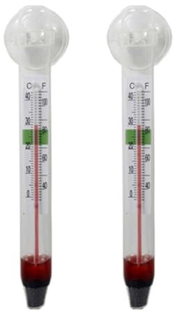 Aquarium Thermometer - 2 Stück Schwimmender Wassertemperaturmesser | Lange Aquarientemperaturmesser Mit Saugnapf | Präzisions Thermometer Für Aquarien, Reptilienbehälter