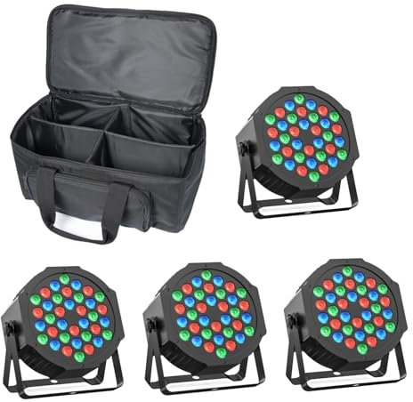Rtktoup 4PCS 36 LED Parlicht Mit Tasche, RGB Par Strahler Led Par Scheinwerfer Discolicht mit Fernbedienung, Partylicht mit Klangaktivierter Steuerung, für Bar Hochzeiten Geburtstagsfeiern Weihnachten