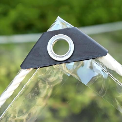 Amunpitic Bâche Transparente 6x6m, Bâche Transparente Imperméable avec Œillets, Bâche Imperméable PVC Epaisse, pour Serre Jardin Pergola