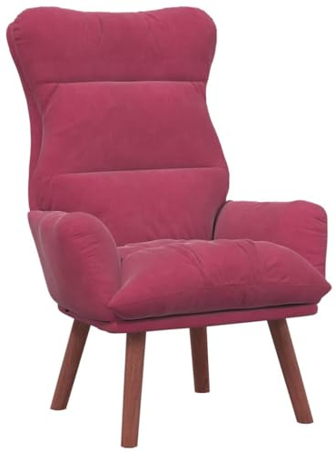 vidaXL Relaxing Chair Weinglasrotes Samt-Ergonomischer Armlehnsessel mit tuftierter Kissenform und gepolsterten Armlehnen, ideal für Wohnzimmer und Leseecken, luxuriös, bequem, zeitgemäß, stylisch.