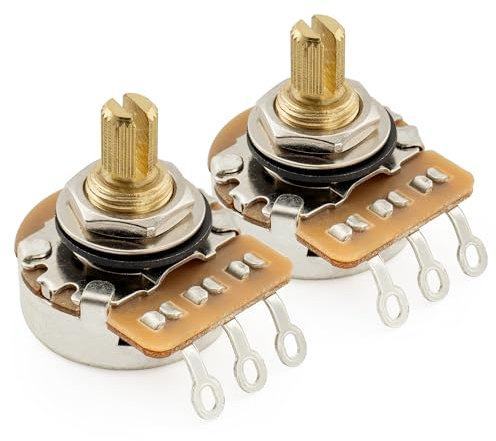 Musiclily Pro HD A500K Pots Brass Short Split Shaft 1/4 Inch Audio Taper Potentiometers for ST Tele PB JB Style Electric Guitar Bass (Set of 2)