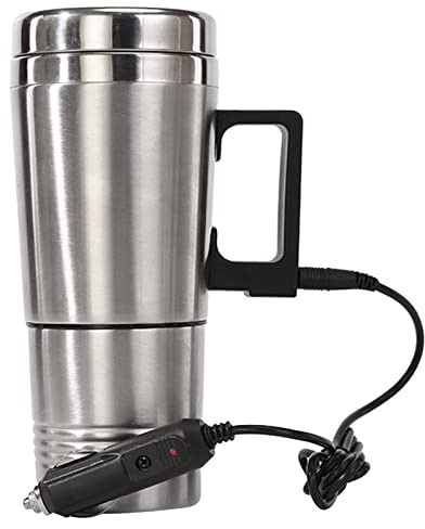 Heiztasse Auto 24V, 300ml Heizbecher & Thermobecher, Automatische Heizfunktion hält Temperatur konstant, Edelstahl Becher Leckagesicher & Spülmaschinenfest, Ideal für LKW, Busse, Lange Autofahrten