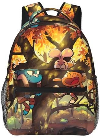 Wcguokj Anime The Amazing World of Gumball Rucksack, Segeltuch, lustig, für Paare, 3D, große Kapazität, Reisetaschen, Fitnessstudio, Tagesrucksack, Unisex