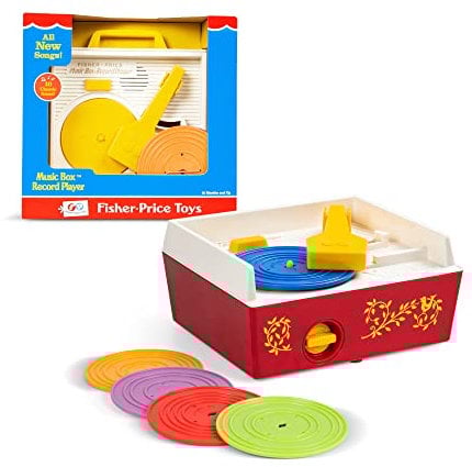 Fisher Price Classics 1697 Musicbox-Plattenspieler, Baby-Musikspielzeug, Interaktives Lernspielzeug mit 10 Liedern, Lernspielzeug, Retro-Spielzeug Geschenk ab 18 Monaten