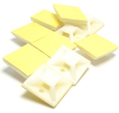 Cable Tie Base 19mm x 19mm Self Adhesive Natural Small White [10 Pack] [10 Pack : 19mm]