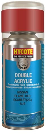 Hycote Double Acrylic Aerosol Car Spray Paint, Nissan - Flame Red, 150 ml