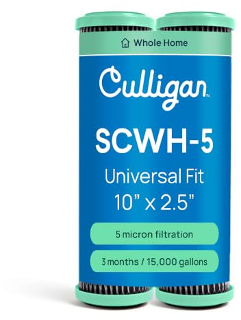 Culligan SCWH-5 Whole House Water Filter Cartridges - Standard-Duty Carbon Replacement Filter Reduces Sediment, Rust, Scale & Dirt for Clean Drinking Water or for Cooking, 15,000 Gallons, Pack of 2