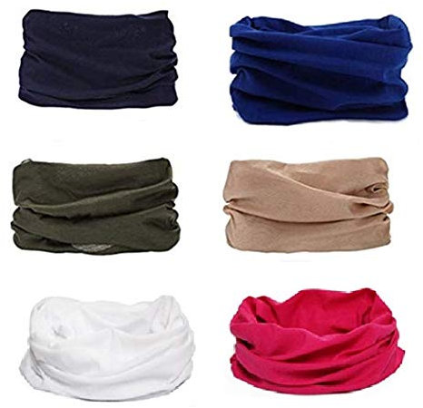 DAUCO Multifunktionstuch Original Nahtlose Bandanas Multifunktionstuch Elastische Halstuch Schlauchtuch Sport Kopfbedeckung für Yoga, Wandern Reiten Motorradfahren(6 STK)