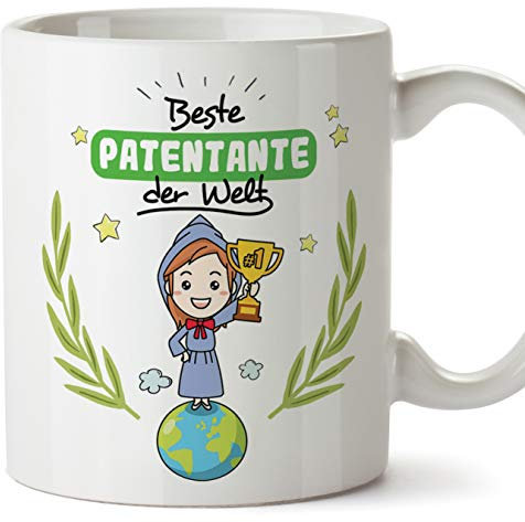 Mugffins Patin Tasse/Becher/Mug - Beste Patentante der Welt - Schöne und lustige Kaffeetasse als Geschenkidee für Patentanten. Keramik 350 ml
