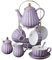 Jusalpha Fine China Pink Coffee Cup/Teacup Set, 8 OZ Cups& Saucer Set for 6, with Teapot-Sugar Bowl-Cream Pitcher Spoons, Tea Strainer and Tea Cup Holder (Purple, Serve of 4)