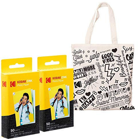 Kodak 2x3ʺ Premium Zink-Papiertragetaschen Paket mit 100 Blatt, 4x6 Zoll, Wasserabweisend, Glänzend, Weiß, 67 g/m², 5x5 cm