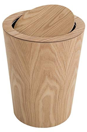 Xiaoli Poubelle Poubelles Poubelles en Bois avec Poubelle cylindrique de Recyclage de 10 litres (2,6 gallons) avec Couvercle Corbeille (Color : Yellow, Taille : 10liters)