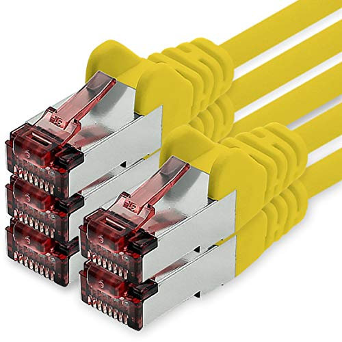 freiwerk Cable de red Cat.6 3m amarillo - 5 x Cable Ethernet Lankabel Cat6 Lan Cable de red Sftp Pimf Patch Cable 1000 Mbit s compatible con Cat5 Cat5e Cat6a Cat7 Cat8