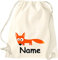 ShirtInStyle Gym Sack Kinder Turnbeutel Tiere Fuchs mit Wunschnamen, Beutel Tasche Hort Kita, Farbe Natur