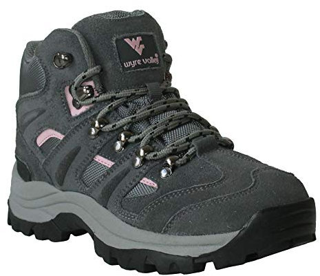 Womens Ladies Waterproof Genuine Leather Breathable Lace Up Memory Foam Hiking Outdoor Trekking Boots UK Sizes 3-8 (Grey/Pink, Numeric_7)
