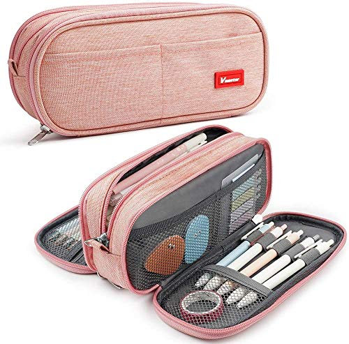 Vnieetsr Federmäppchen Farbe Bleistiftetui Große Aufbewahrung Bleistift Tasche Handheld tragbare Büro Briefpapier Tasche Geeignet für High School College Generation Mädchen Jungen Teen Geschenk(Rosa)