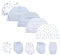 Chamie Baby-Mütze und Fäustlinge, Set für Neugeborene,für Babys, Jungen und Mädchen, 0–6 Monate, 100% Baumwolle (Blau)