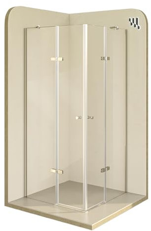 Mampara de Ducha Alice 70x120x190cm|REVERSIBLE|Puertas Abatibles, Ajuste 69,3-71,3x119,3-121,3cm|Perfil cromado, Cristal templado transparente 6mm