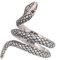 Damen Vintage Schlangenring mit Rote Augen 925 Sterling Silber Reptilien Tier Schlangen Ring Offen und Verstellbar