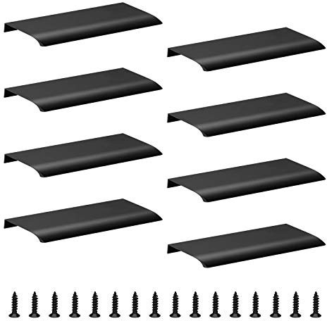 MOROBOR Lot de 8 poignées de tiroir cachées de style moderne pour meuble de cuisine, 200 mm, noir