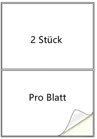 Alitade 25 Blatt Universal A4 Aufkleber Etiketten Selbstklebend Adressetiketten 2 Stück pro Blatt -(210x 148mm, 50 Etiketten), Geeignet für Tintenstrahl- und Laserdruckern