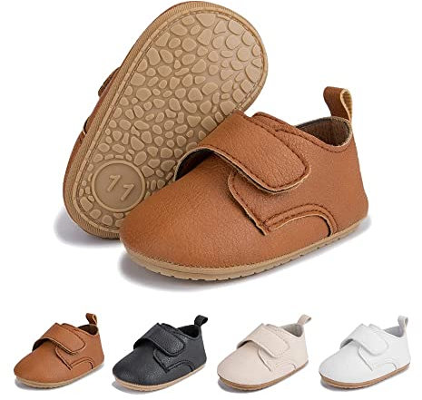 Sonsage Kleinkind Baby Junge Mädchen Leder Turnschuhe Kleinkind Slip on Weiche Gummisohle Schuhe Neugeborenes Babybett Erste Wanderschuhe 12-18 Monate