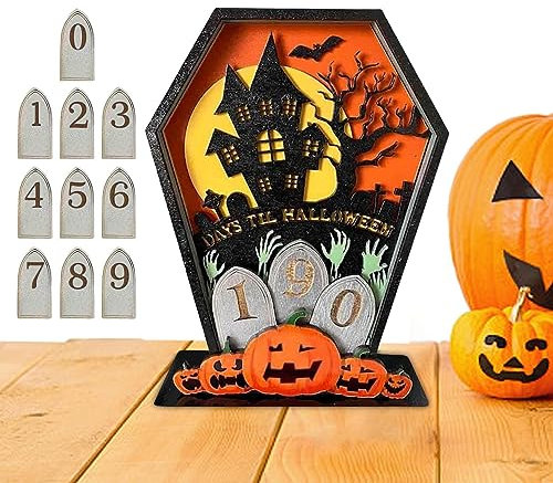 JINGLING Halloween Countdown Calendar | 2023 Halloween Coffin Advent Countdown Calendar - Halloween Elements Decoration Tool for Home, Haunted House, Halloween