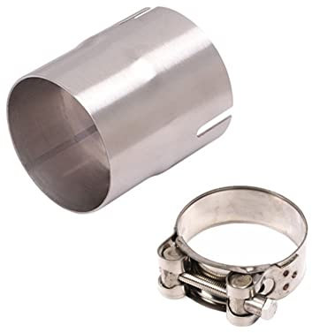 Connecteur de Silencieux réducteur, Adaptateur d'échappement Universel pour Moto connecteur d'adaptateur de 52 mm à 51 Moto Connecteur Tuyau en Acier Inoxydable Réducteur Silencieux