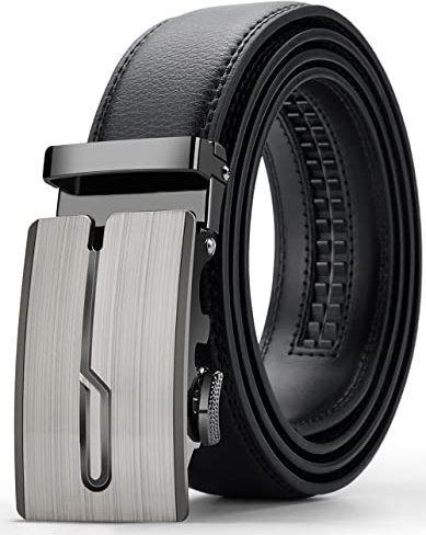Oyifan Gürtel Herren, Schwarz Ledergürtel Herren automatik Ratsche Gürtel mit schnellverschluss schnalle, anzuggürtel ohne löcher, 35mm Breit, Größe Angepasst