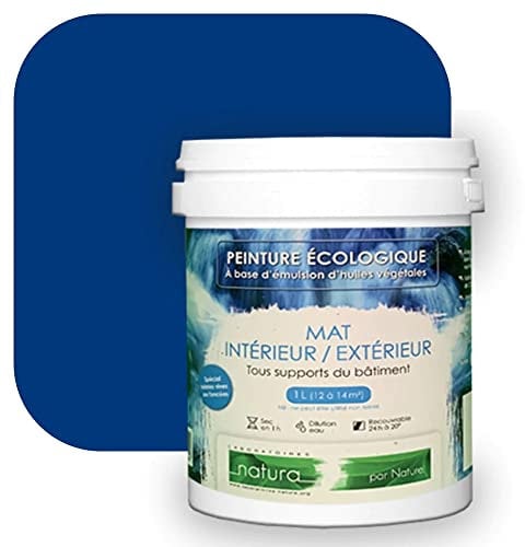 Peinture écologique Natura Tassili® Bleu Outremer (RAL Classic 5002) Intérieur/Extérieur MAT pour 13 m² - 1.00 L
