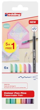 Edding 1200 6/S999- Pack de 5+1 Rotuladores de Tono Pastel - Punta Redonda 1 mm